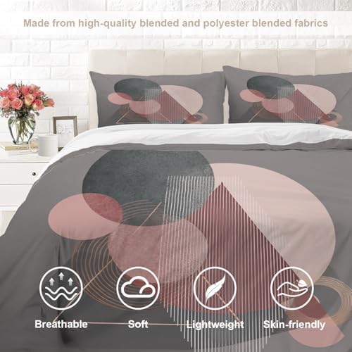 Minimalist Abstract 100% Cotton Duvet Cover Set King Size, Geometric