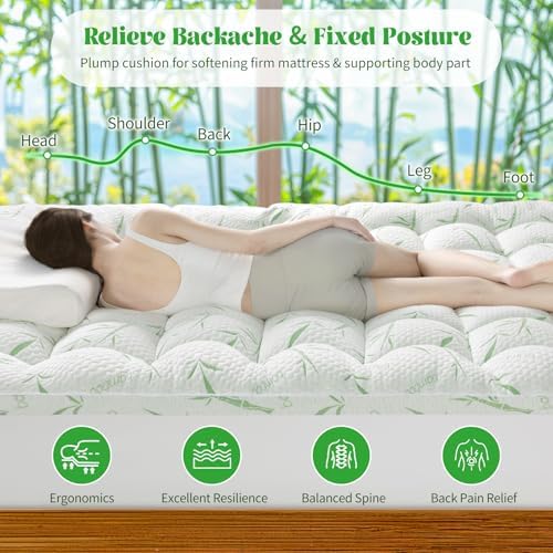 3 Inch Mattress Topper Queen - Viscose Made from Bambu,Cooling Soft