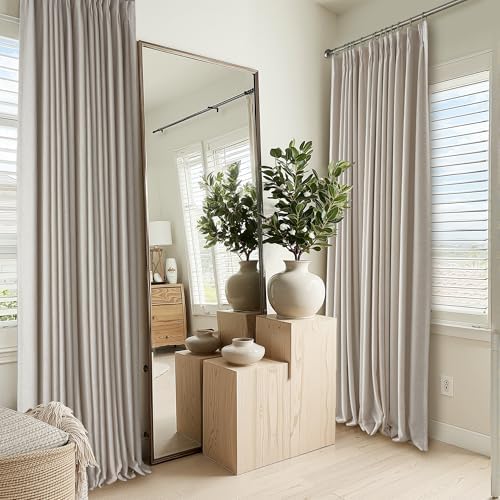 RYB HOME Linen Blackout Curtains 96 inches Long, 100% Blackout Noise