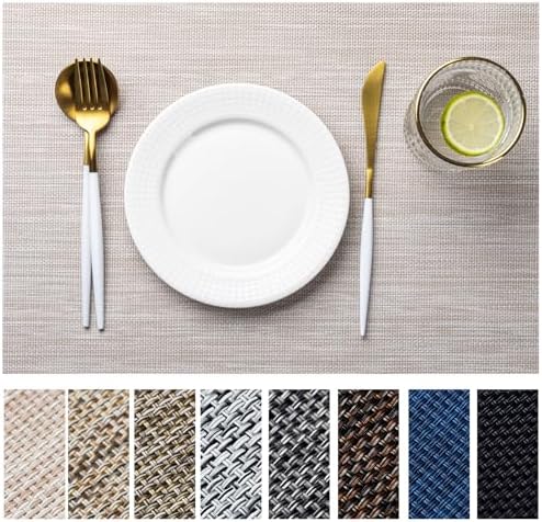 LEXMORE Placemats Set of 12 Vinyl/Plastic Woven Place Mats for Kitchen
