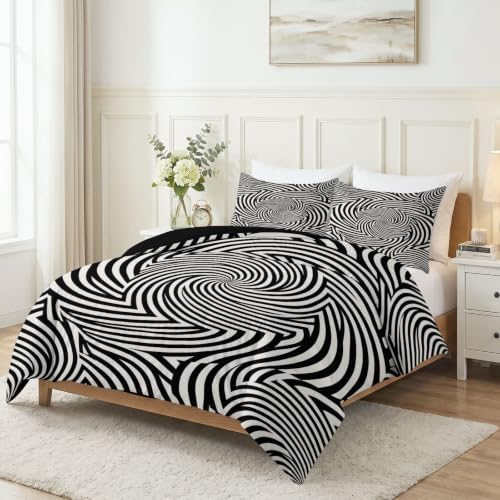 King Duvet Cover Set Soft Microfiber Abstraction Geometry
