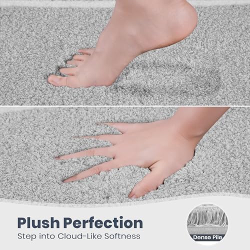 PURRUGS Bathroom Runner Rug, Bath Mat, 24" x 60", Light Grey