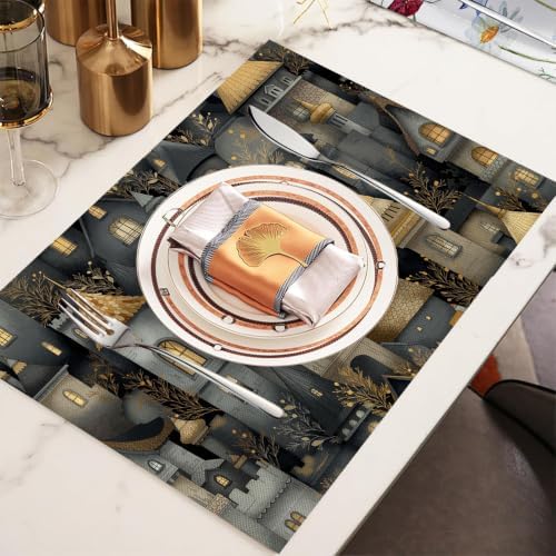 Placemat Set of 12 Washable Linen Textured Place Mats for Dinner