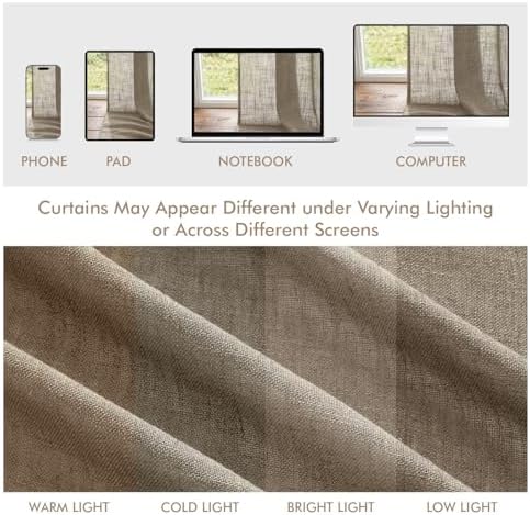 MIULEE Dark Taupe Back Tab Linen Curtains 4 Panels 42W x 84L