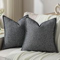 FUTEI Pack of 2 Chenille Throw Pillow Covers 18x18 Inch, Black