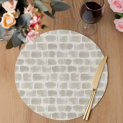 Minimalist Stone Texture Round Braided Placemats Set of Set of 8 Heat