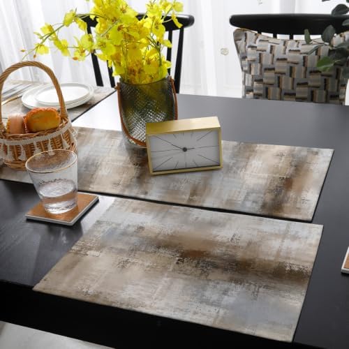Abstract Brown Table Mats Set of 6 with Table Runner 90 Inches