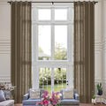 Fcosie Cocoa Creme Natural Linen Extra Long Curtain with Grommets Top