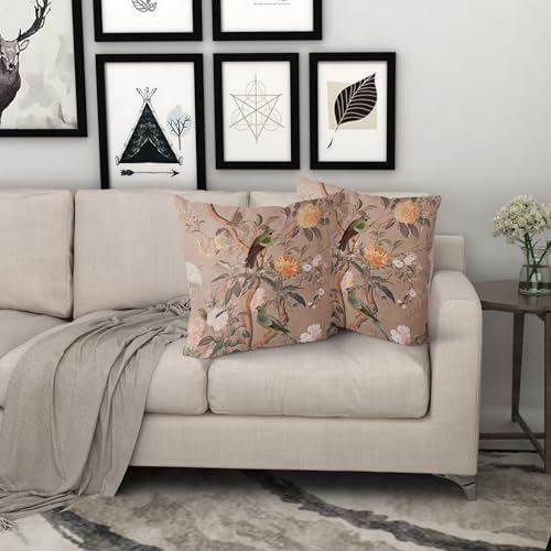 Vintage Floral Pillow Covers 18x18 Inch Red and Brown Floral