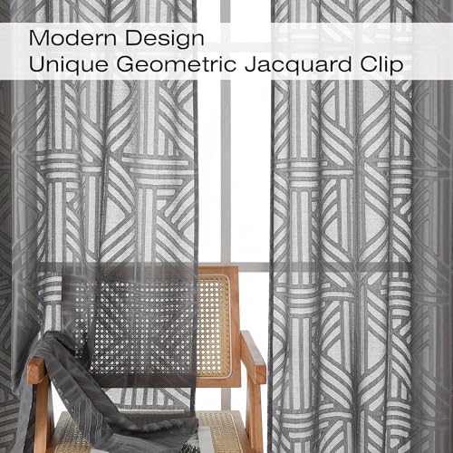 Simplebrand Grey Semi Sheer Curtains 63 Inch Length 2 Panels, Light