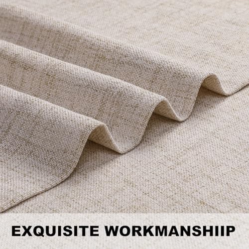 Flyfun Lightweight Linen Curtains 63 Inch Long 2 Panels - Semi Sheer