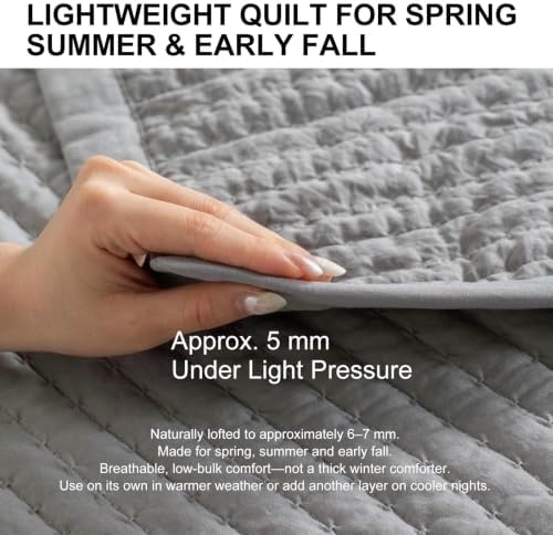 Oversized King Quilt Set 112 x 106 in, Lightweight, Grey