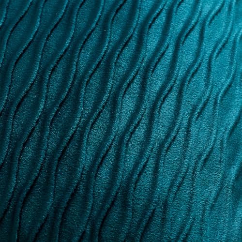 DEZENE 20x20 Teal Throw Pillow Cases: Pack of 2 Vertical Ripple