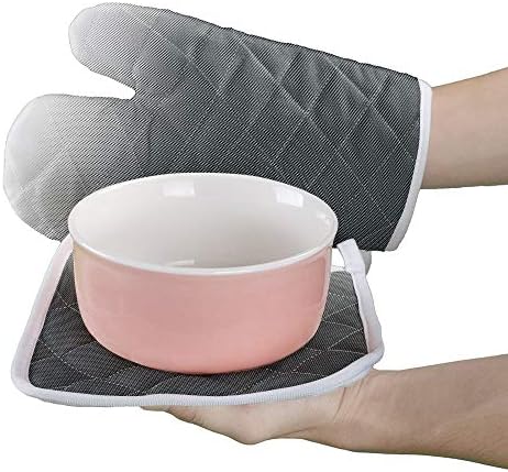 Quilted Cotton Terry Cloth Oven Mitt, Pot Holder Grey Ombre Summer