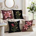 Vintage Botanical Lilies Floral Throw Pillow Covers 20x20 Set of 4