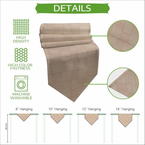 Beige Gingham Table Runner 108 inches Long Country Vintage Minimalist