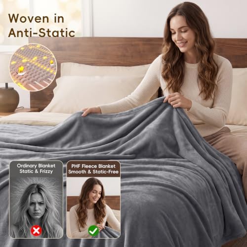 PHF Fleece Blanket King 108"x90" - 300GSM Lightweight Airy Warmth