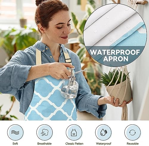 2 Pieces Aprons for Women with Pockets, Cotton Linen Waterproof