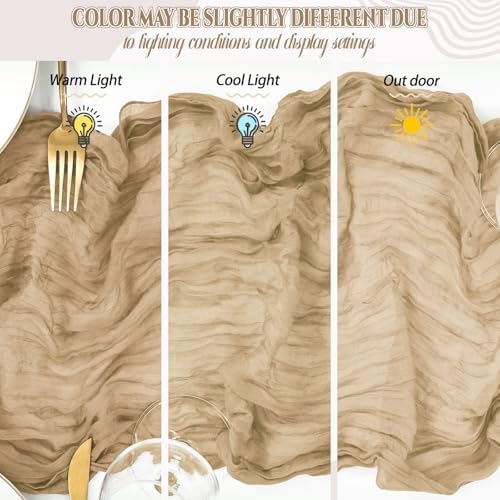 12 Pack Beige Cheesecloth Table Runner 17x108 Inch Boho Gauze Cheese