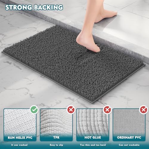 Bathroom Rugs Sets 3 Piece, Extra Soft Absorbent Chenille Bath Rugs