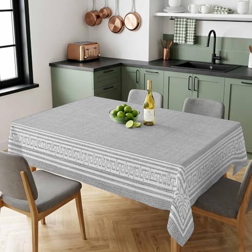 Vintage Key Pattern Grey Linen Rectangle Tablecloth 60x120