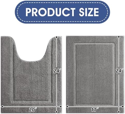 IM HOME Grey Bathroom Rugs Sets 2 Piece, Ultra Soft Plush Fluffy