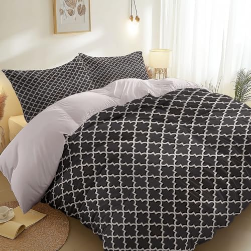 Modern Abstract Geometric Duvet Cover Set - Soft Microfiber Duvet