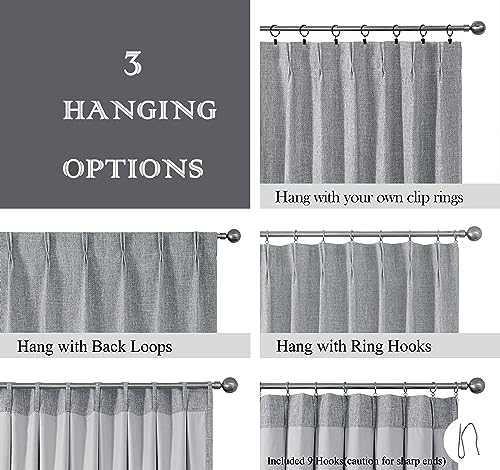 Central Park Dark Grey Pinch Pleat Blackout Curtain with Hooks