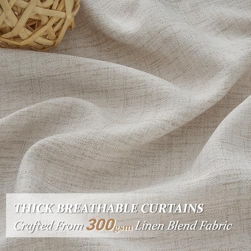 Semi Sheer Curtains 108 Inches Long for Living Room, Luxury Linen