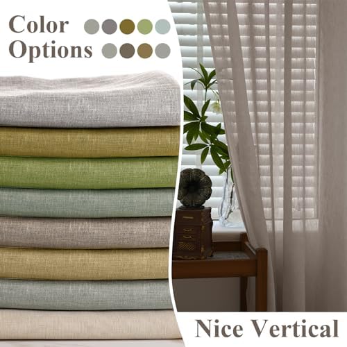 Frelement Light Filtering Window Treatments Linen Sheer Window Curtain