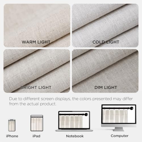 Joydeco Pinch Pleated Linen Curtains 96 Inch Long 2 Panel Set for