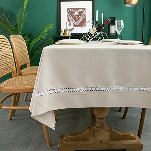EHouseHome Heavy Duty Fabric Tablecloth with White