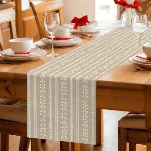Modern Minimalist 36 Inch Table Runner, Farmhouse Simple Lines Texture