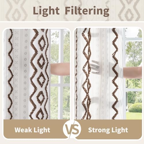 BGment Boho Brown Curtains Modern Design Jacquard for Living Room