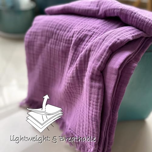 KyraHome 100% Organic Cotton 50"x60" Muslin Throw Blankets for Adults