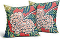 Red and White Floral Pillow Covers 18x18 Inch Set of 2 Summer Green