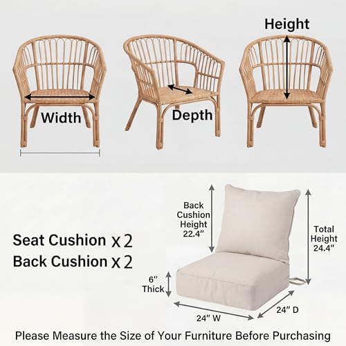 6" Thick Outdoor Chair Cushions, 24" *24" *6" Waterproof Patio
