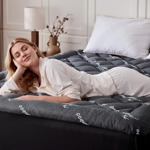 Queen Mattress Topper, Bamboo Viscose Thick Pillow Top Mattress Pad