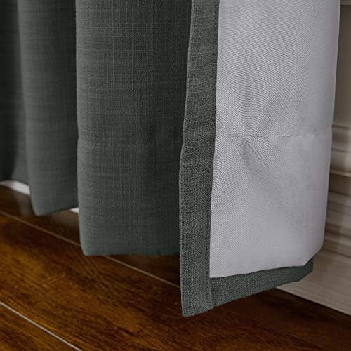 ChadMade 50W x 96L Inch Carbon Grey Linen Polyester Curtain Drapes