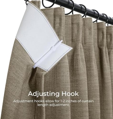 TWOPAGES Pinch Pleated Linen Curtain for Living Room, 52Wx108L, Taupe