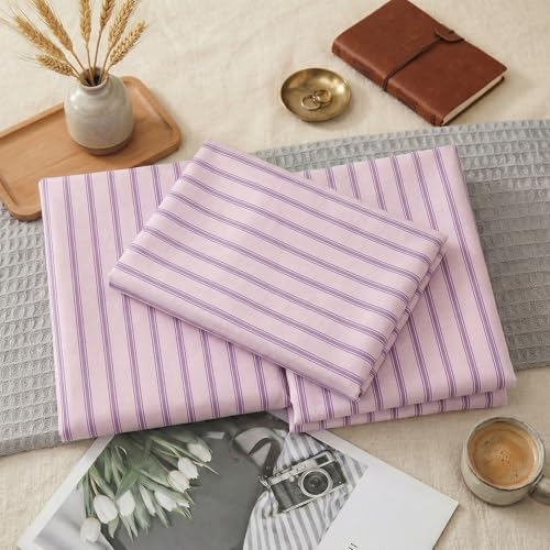 Merryword 100% Cotton Pillow Cases, Standard Size Pillowcases, Pink &