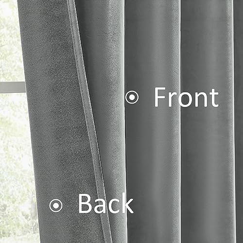 MUMFAS 120 inch Light Grey Velvet Blackout Curtains for Living Room