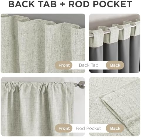 Joydeco 100% Blackout Curtains for Bedroom, Natural Linen Curtains