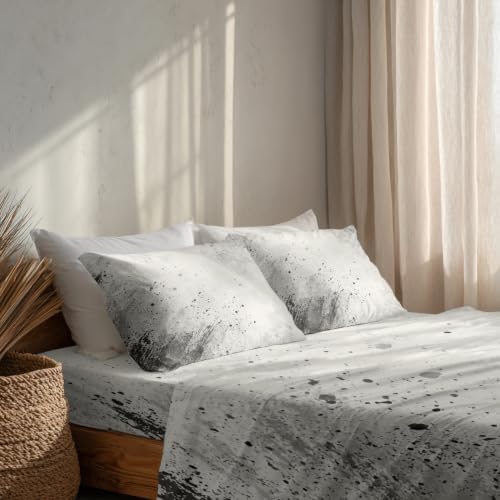 Abstract Art Monochromatic Twin XL Sheet Set, Artistic Splatter