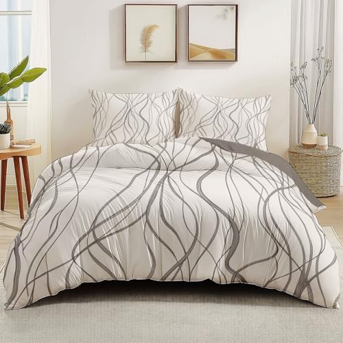 Duvet Cover Microfiber 3 Pieces Bedding Set, Abstract Style Smooth