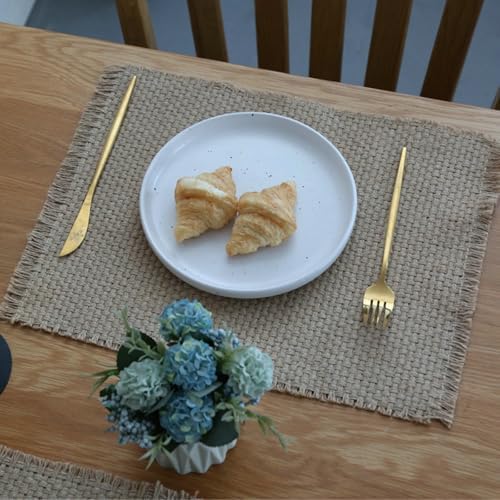 Beydodo Oblong Placemats Set of 8, Dining Table Placemats Jute 16x12