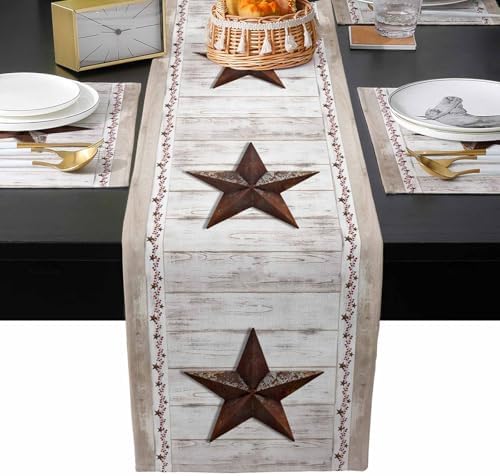 Country Star Table Runner and Placemats Set of 4 Farmhouse Barn Rustic
