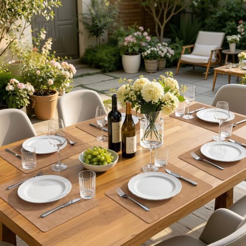 homing Faux Leather Vinyl Placemats Set of 6, Easy to Clean, Camel