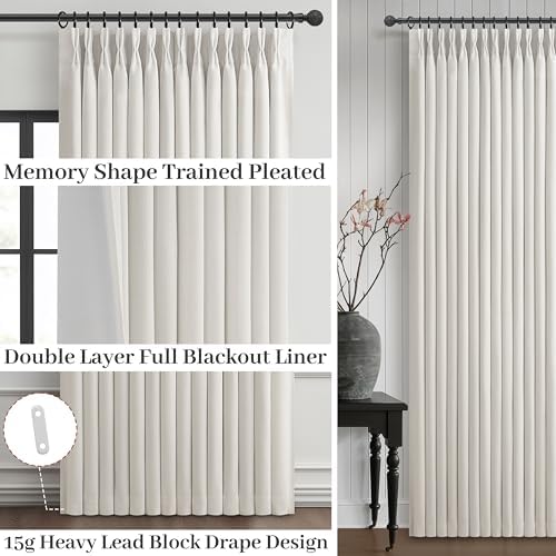 Pinch Pleat Extra Long High Ceiling 120 Inch Curtains for Living Room