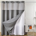 Furlinic Fabric No Hook Shower Curtain with Snap in Liner Modern Grey